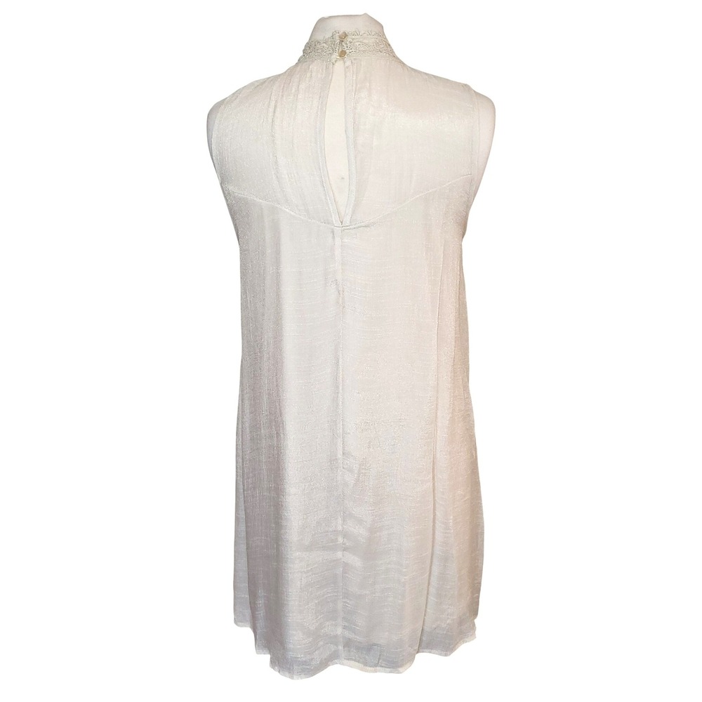 Entro Ivory Crochet Lace Sleeveless Whimsical Antique Cottagecore Boho Dress M - Picture 4 of 10